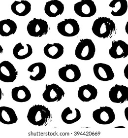 Seamless freehand drawn background uneven texture with circles