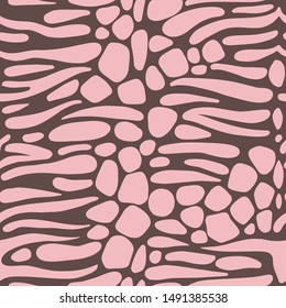 Seamless freehand geometric pattern. Vector abstract background with curved stripes and oval shapes. Hand-drawn strokes, paving stone forms. Stylish texture with smooth Irregular blocks pattern.