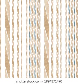Seamless french blue geometric farmhouse linen background. Diagonal pattern of lines, cross mesh beige  stripes pattern on white background
