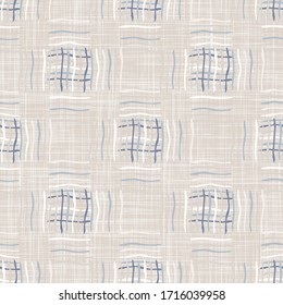 Seamless french blue woven texture seamless vector pattern. Linen shabby chic style. Rustic kitchen woven texture background. Farmhouse country home decor swatch. Gingham weave textile allover print