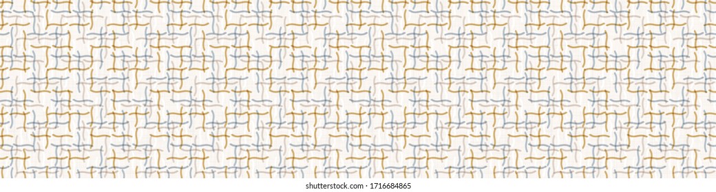 Seamless french blue woven texture seamless vector pattern. Linen shabby chic style. Rustic kitchen woven texture  background. Farmhouse country home decor swatch. Gingham weave textile allover print
