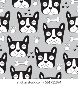 seamless french bulldog pattern vector illustration