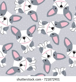 seamless french bulldog pattern vector illustration