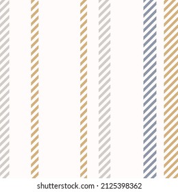 Seamless French country kitchen stitch stripe fabric pattern print. Yellow white vertical striped background. Batik dye provence style rustic woven cottagecore textile. 