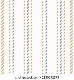 Seamless French country kitchen stitch stripe fabric pattern print. Yellow white vertical striped background. Batik dye provence style rustic woven cottagecore textile. 