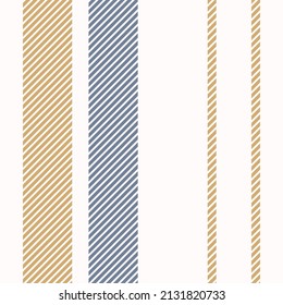 Seamless French country kitchen stitch stripe fabric pattern print. Yellow white vertical striped background. Batik dye provence style rustic woven cottagecore textile. 