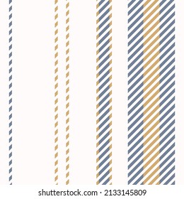 Seamless French country kitchen stitch stripe fabric pattern print. Yellow white vertical striped background. Batik dye provence style rustic woven cottagecore textile. 