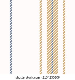 Seamless French country kitchen stitch stripe fabric pattern print. Yellow white vertical striped background. Batik dye provence style rustic woven cottagecore textile. 