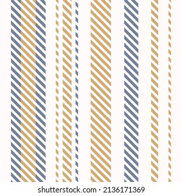 Seamless French country kitchen stitch stripe fabric pattern print. Yellow white vertical striped background. Batik dye provence style rustic woven cottagecore textile. 