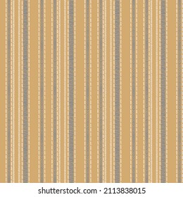 Seamless French country kitchen stripe fabric pattern print. Yellow white vertical striped background. Batik dye provence style rustic woven cottagecore textile. 