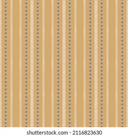 Seamless French country kitchen stripe fabric pattern print. Yellow white vertical striped background. Batik dye provence style rustic woven cottagecore textile. 