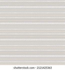 Seamless French country kitchen stripe fabric pattern print. Grey white horizontal striped background. Batik dye provence style rustic woven cottagecore textile. 