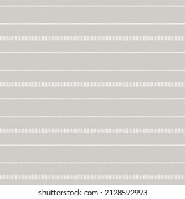 Seamless French country kitchen stripe fabric pattern print. Grey white horizontal striped background. Batik dye provence style rustic woven cottagecore textile. 