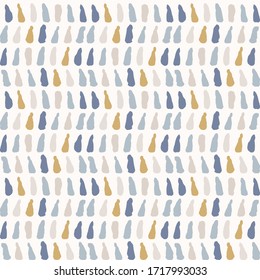 Seamless french farmhouse broken stripe pattern. Provence linen shabby chic style. Hand drawn rustic texture. Yellow blue background. Interior wallpaper home deco swatch. Modern textile all over print