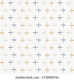 
Seamless french farmhouse stripe pattern. Provence blue linen shabby chic style. Hand drawn texture. Criss cross background. Interior wallpaper home decor swatch. Modern retro textile all over print
