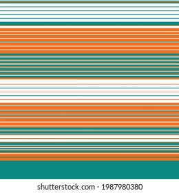 Seamless french farmhouse stripe pattern. Provence blue linen shabby chic style. Hand drawn texture. orange green background. Doodle line wallpaper home decor swatch. Modern textile all over print
