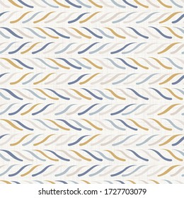 Seamless french farmhouse wavy rope stripe pattern. Provence linen shabby chic style. Hand drawn rustic nautical texture background. Interior wallpaper summer home decor. Striped textile allover print