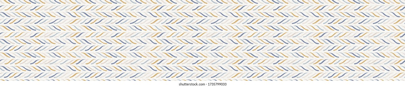 Seamless french farmhouse wavy rope stripe border pattern. Provence linen shabby chic style. Hand drawn rustic nautical texture background. Interior  summer home decor. Striped textile ribbon trim