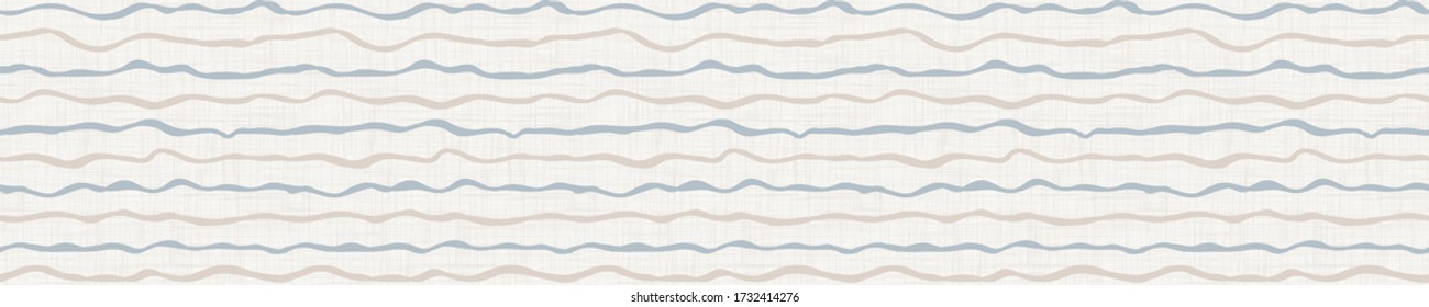 
Seamless french farmhouse wavy stripe pattern. Provence linen shabby chic style. Hand drawn rustic texture. Yellow blue background. Interior wallpaper home deco swatch. Striped textile all over print