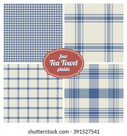 Seamless French Tea Towel Plaids, Set Of 4