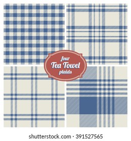 Seamless French Tea Towel Plaids, Set of 4