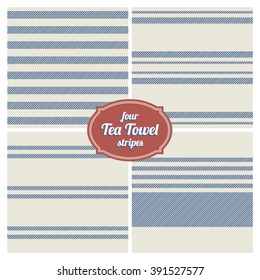 Seamless French Tea Towel Stripes, Set Of 4