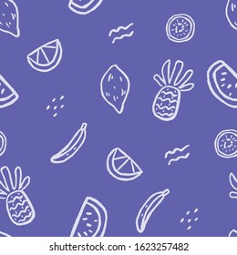 Seamless Fresh Fruits Doodle Pattern Background. Can be used for printing, fabric / textile, wallpaper, digital background and etc.