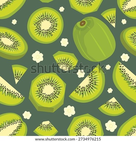 Seamless Fresh Green Kiwi Fruit Summer Pattern
