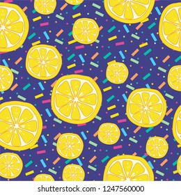 Seamless fresh lemon fruit pattern vector
