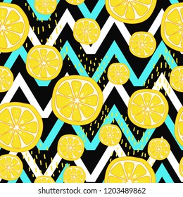 Seamless fresh lemon pattern vector