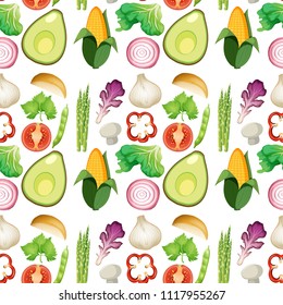 Seamless Fresh Vegetable Background illustration