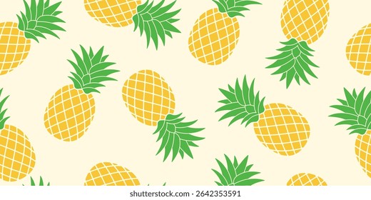 Seamless, fresh yellow pineapple pattern design