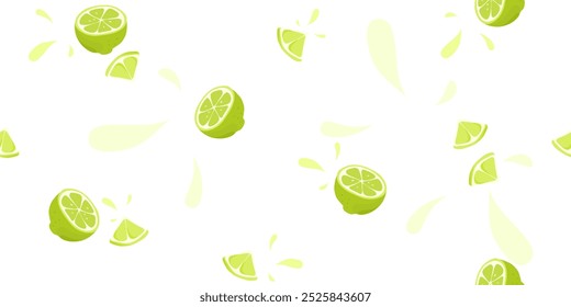 Um padrão de verão de calcário sem costura isolado no fundo branco.