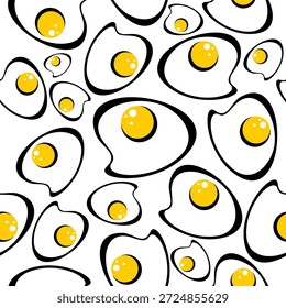 Patrón de huevo frito sin fisuras con tema de desayuno juguetón. Vector de fondo de huevo
