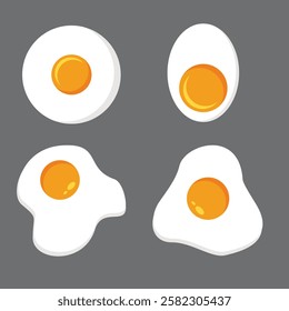 Seamless Fried Eggs Vector illustration in different style . Fried eggs flat  style