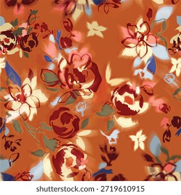 Padrão de flor sem costura feito de tecido tradicional para a moda. Simples, adequado para impressão rotativa em um plano de fundo escuro. Design de tecido de ilustrador de fabricação básica 