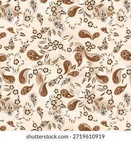 Patrón de flores sin costuras hecho de tela tradicional para la moda. Simple, adecuado para la impresión rotativa sobre un fondo oscuro. Diseño Básico de la tela del ilustrador de la fabricación 