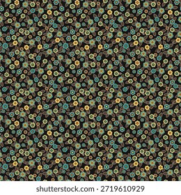 Patrón de flores sin costuras hecho de tela tradicional para la moda. Simple, adecuado para la impresión rotativa sobre un fondo oscuro. Diseño Básico de la tela del ilustrador de la fabricación 