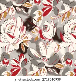 Patrón de flores sin costuras hecho de tela tradicional para la moda. Simple, adecuado para la impresión rotativa sobre un fondo oscuro. Diseño Básico de la tela del ilustrador de la fabricación 