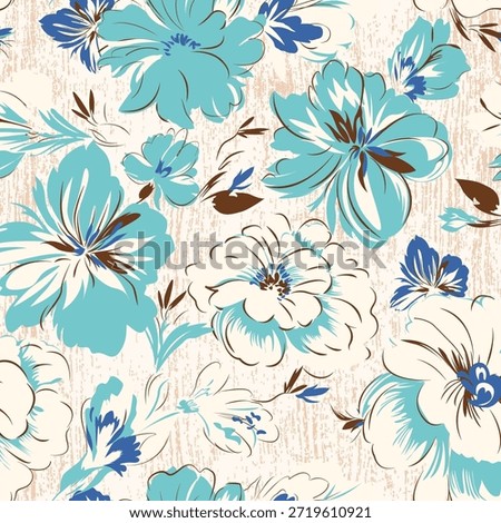 Seamless frlower pattern made from traditional fabric for fashion. Simple, suitable for rotary printing on a dark background. Basic Manufacture illustrator fabric design 
