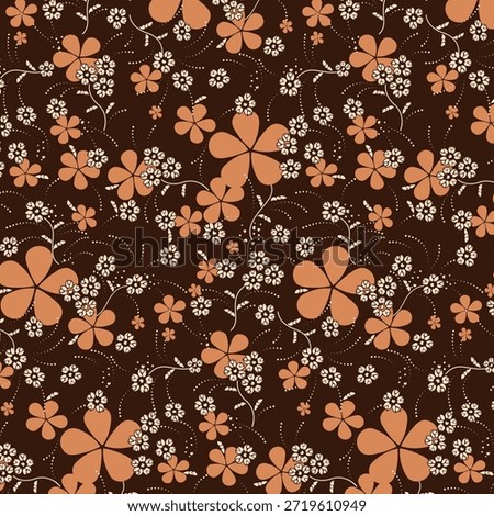 Seamless frlower pattern made from traditional fabric for fashion. Simple, suitable for rotary printing on a dark background. Basic Manufacture illustrator fabric design 