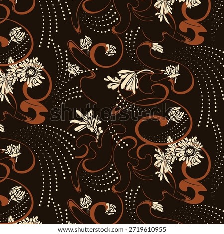 Seamless frlower pattern made from traditional fabric for fashion. Simple, suitable for rotary printing on a dark background. Basic Manufacture illustrator fabric design 