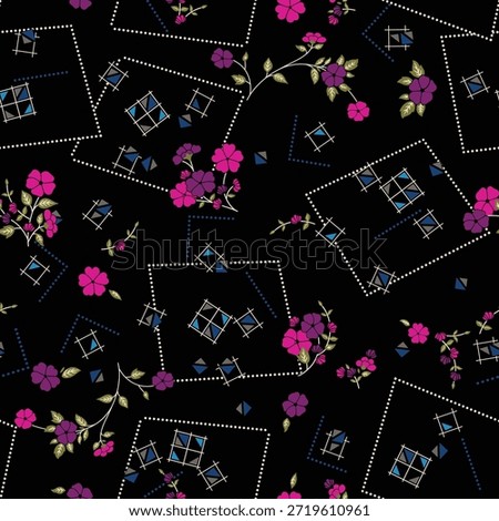 Seamless frlower pattern made from traditional fabric for fashion. Simple, suitable for rotary printing on a dark background. Basic Manufacture illustrator fabric design 