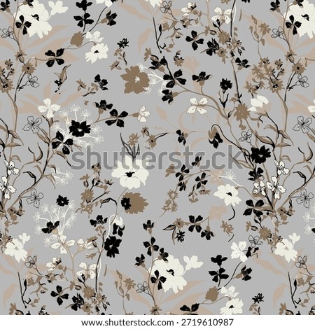 Seamless frlower pattern made from traditional fabric for fashion. Simple, suitable for rotary printing on a dark background. Basic Manufacture illustrator fabric design 