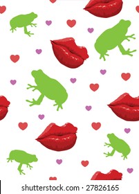 Seamless frog kiss background - vector illustration