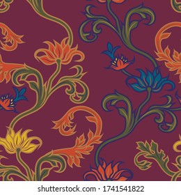 
Seamless frolar pattern with baroque elements. Vector vintage illustration. Victorian, baroque, renaissance style. 
