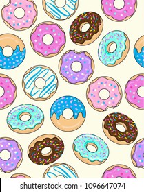 Seamless Frosted Donut Pattern With Sprinkles