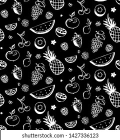 Seamless fruit background. Hand drawn vector illustration.