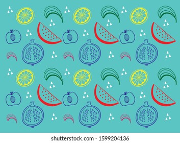 Seamless fruit colorful fresh pattern 