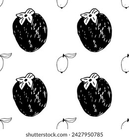 Seamless fruit doodle pattern Juicy Fruit Prints,